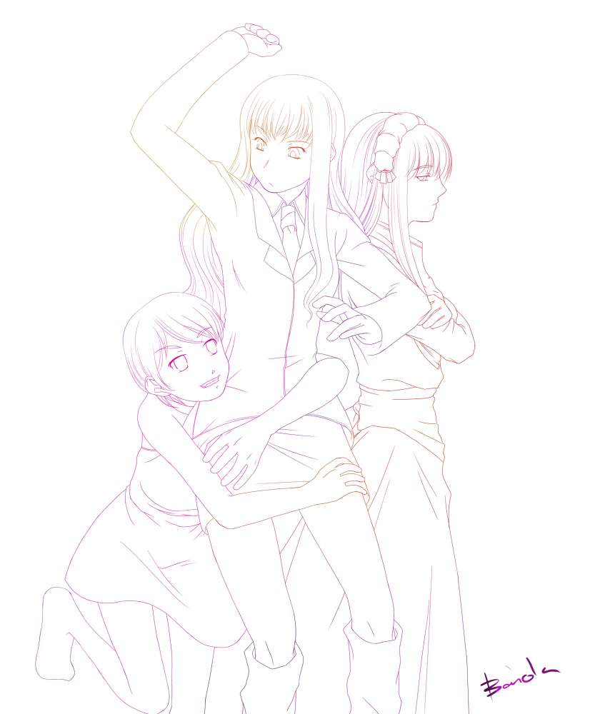mao nome, sara nome, sheryl nome, macross, macross frontier, macross zero, 00s, hug, sketch, time paradox