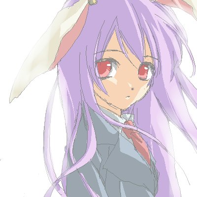 akiyama natsumi, reisen udongein inaba, touhou, bad id, bad pixiv id, lowres, 1girl, animal ears, female focus, necktie, oekaki, rabbit ears, red necktie, solo, upper body, white background