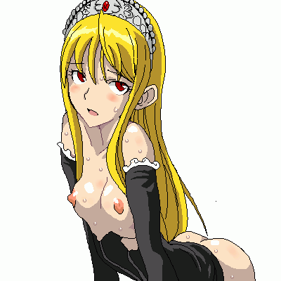 cl-55, hime (kaibutsu oujo), kaibutsu oujo, lowres, 00s, blonde hair, breasts, nipples, tiara, topless female, torn clothes