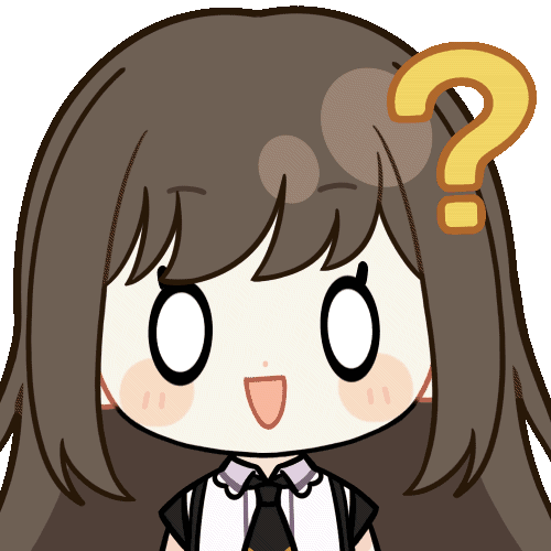 chunye haruya, sumita mana, bang dream!, bang dream! it's mygo!!!!!, animated, animated gif, lowres, 0 0, 1girl, :d, ?, black necktie, blinking, blush stickers, brown hair, chibi, chibi only, confused, dot nose, long hair, necktie, open mouth, shirt, simple background, smile, solo, transparent background, upper body, white shirt