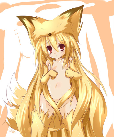 moonlight flower, ragnarok online, lowres, animal ears, fox ears, kitsune, kyuubi, loli, multiple tails, tail