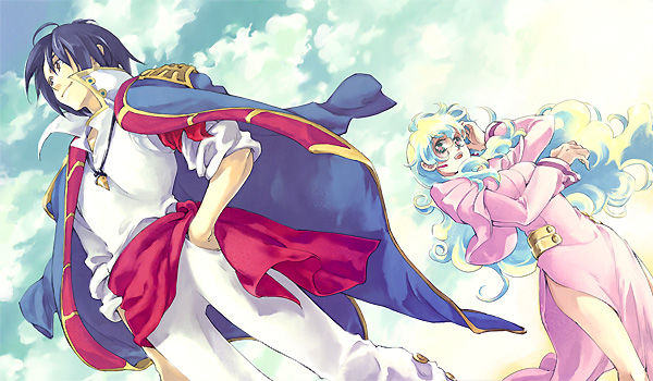 akutsu (yuumi), nia teppelin, simon (ttgl), tengen toppa gurren lagann, bad id, bad pixiv id, 00s, 1boy, 1girl, blue hair, cloud, coat, couple, day, dress, hetero, jewelry, multicolored hair, necklace, trench coat