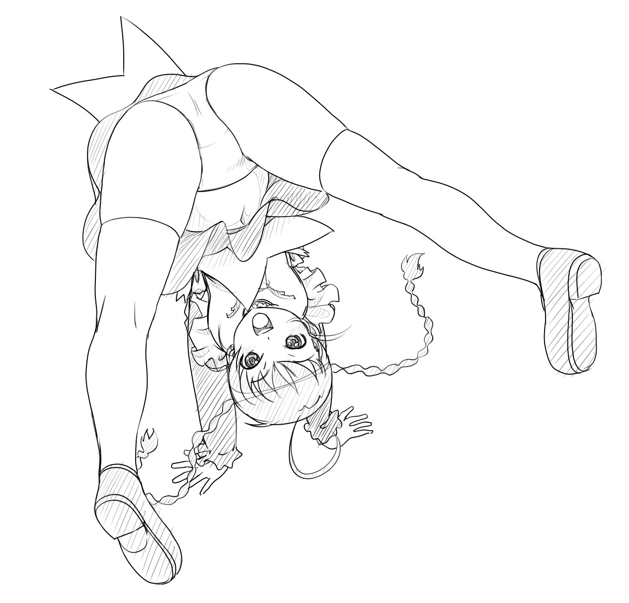 calpara, calpara shed, arika yumemiya, my-otome, highres, 00s, 1girl, female focus, garderobe uniform, greyscale, monochrome, panties, solo, thighhighs, underwear, upskirt