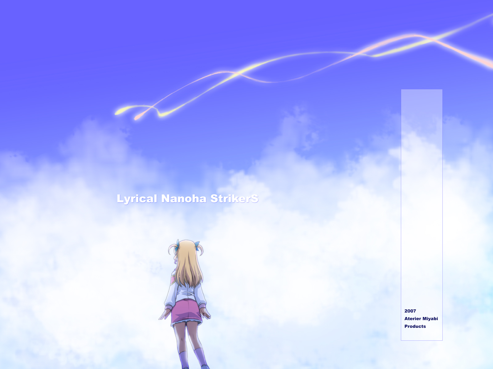 fujieda miyabi, fate testarossa, takamachi nanoha, vivio, lyrical nanoha, mahou shoujo lyrical nanoha, mahou shoujo lyrical nanoha strikers, highres, 00s, day, sky