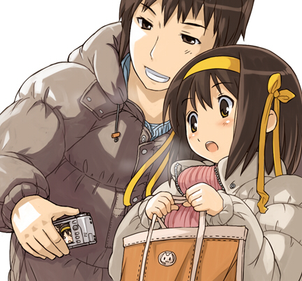 imo works, kyon, suzumiya haruhi, suzumiya haruhi no yuuutsu, lowres, 00s, breath, camera, coat