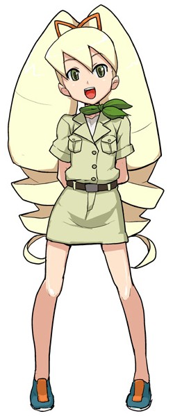 heriyama, luna platz (mega man), capcom, mega man (series), mega man star force (series), uniform, 00s, 1girl, :d, belt, big hair, buttons, drill hair, female focus, full body, legs apart, looking at viewer, open mouth, puffy short sleeves, puffy sleeves, shoes, short sleeves, simple background, smile, solo, standing, twin drills, white background