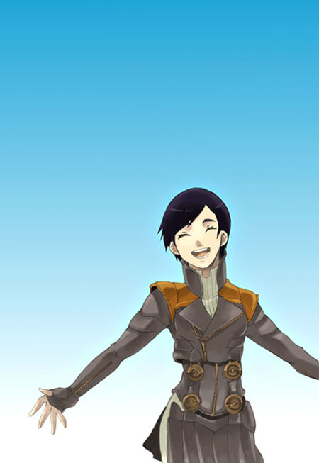 sera, seraphita angel, atlus, digital devil saga, shin megami tensei, happy, short hair, solo