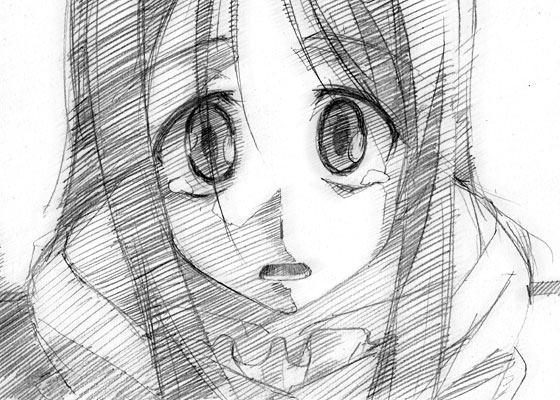 gofu, fumika, mikawa fumika, shigofumi, traditional media, translation request, 00s, 1girl, female focus, greyscale, monochrome, sketch, solo