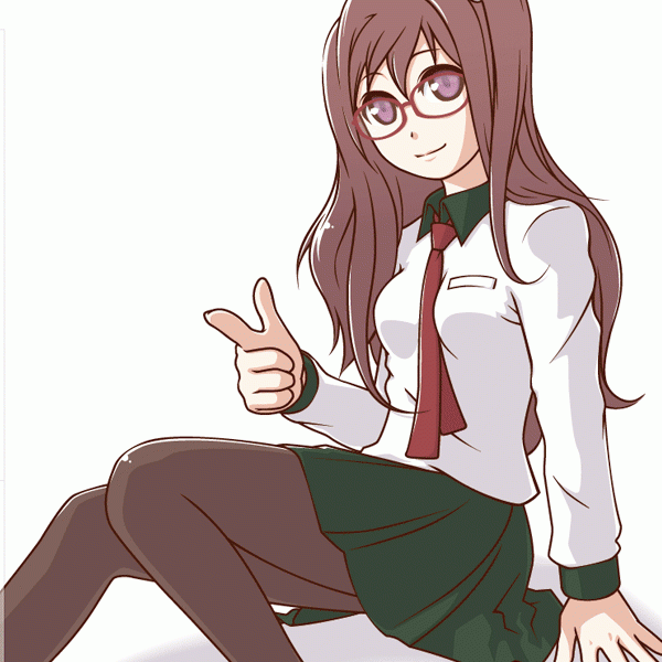 cpu (hexivision), bad id, bad pixiv id, tagme, brown hair, glasses, long hair, pantyhose, solo