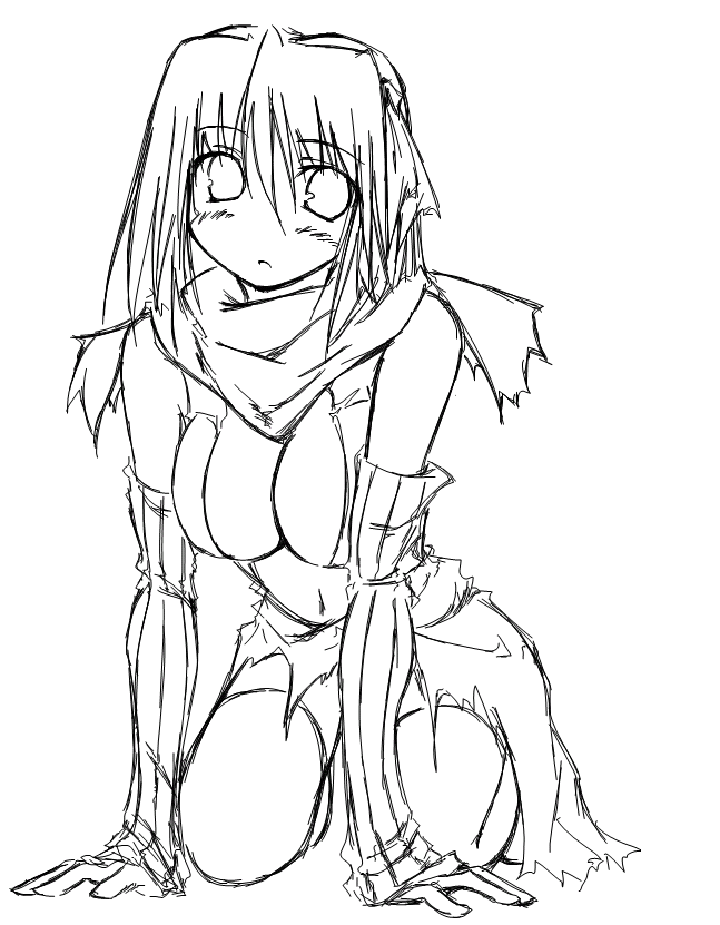 kaminagi (kaminagi-tei), assassin cross (ragnarok online), ragnarok online, 1girl, female focus, greyscale, monochrome, sketch, solo, thighhighs