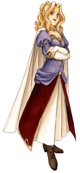 seriena, gust, kuroi hitomi no noir, kuroi hitomi no noir: cielgris fantasm, official art, 1girl, blonde hair, blue eyes, boots, breasts, bridal gauntlets, cape, choker, cielgris fantasm, cleavage, crossed arms, dress, female focus, lipstick, makeup, smile, solo, tiara, transparent background