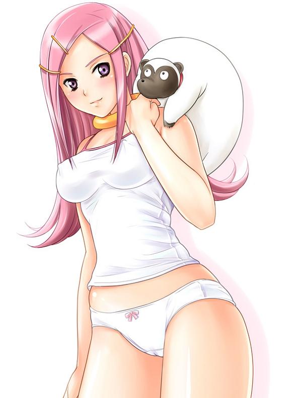 anemone (eureka seven), eureka seven, eureka seven (series), 00s, breasts, cameltoe, panties, pet, pink hair, underwear