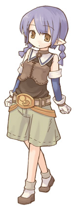 7010, lowres, braid, elbow gloves, gloves, pointy ears, solo, twin braids, yellow eyes