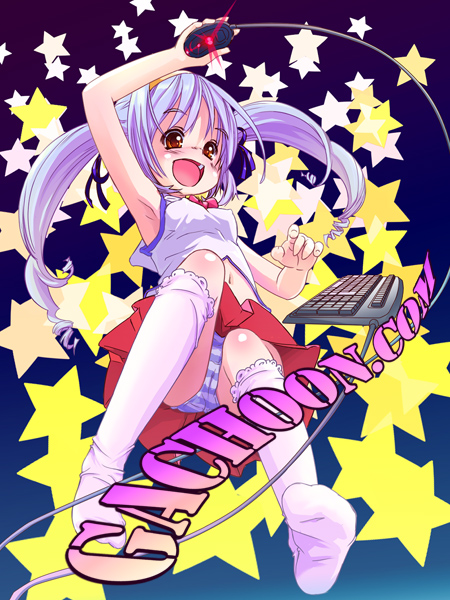 st+1, kneehighs, panties, socks, solo, striped clothes, striped panties, twintails, underwear