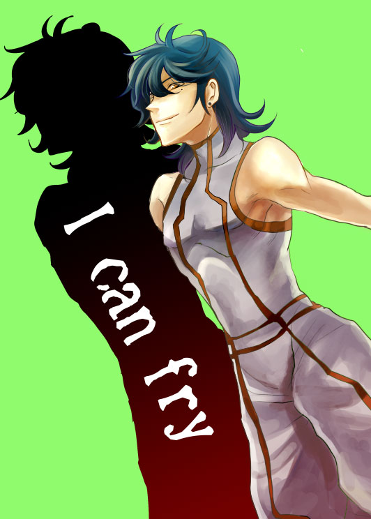 michael trinity, gundam, gundam 00, 00s, 1boy, english text, engrish text, male focus, ranguage, solo