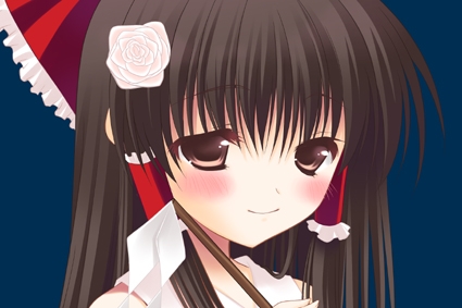 futaba miwa, hakurei reimu, touhou, lowres, 1girl, blush, female focus, solo