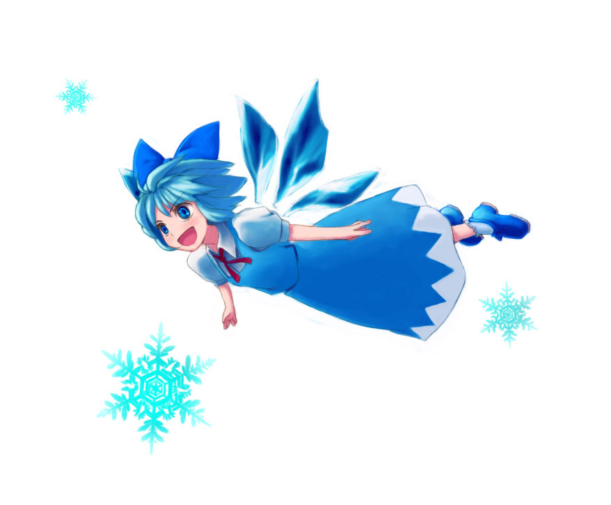 7c, cirno, embodiment of scarlet devil, touhou, 1girl, bow, female focus, full body, solo