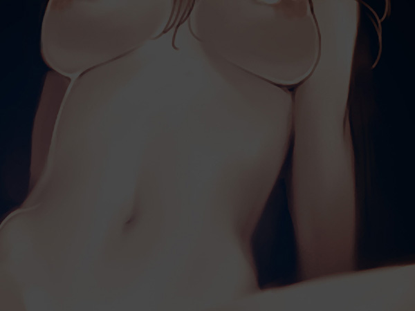 kaieda hiroshi, original, 1girl, breasts, dark, female focus, head out of frame, long hair, navel, nipples, nude, solo