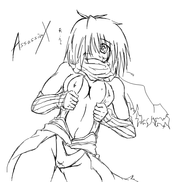 kaminagi (kaminagi-tei), assassin cross (ragnarok online), ragnarok online, tagme, greyscale, monochrome, solo, thighhighs
