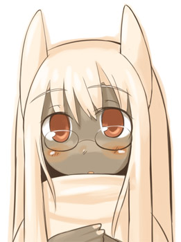 7010, lowres, animal ears, blush, dark-skinned female, dark skin, glasses, red eyes, scarf, solo, white hair