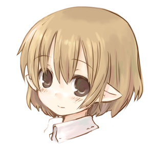 7010, lowres, tagme, brown eyes, brown hair, pointy ears, short hair, solo