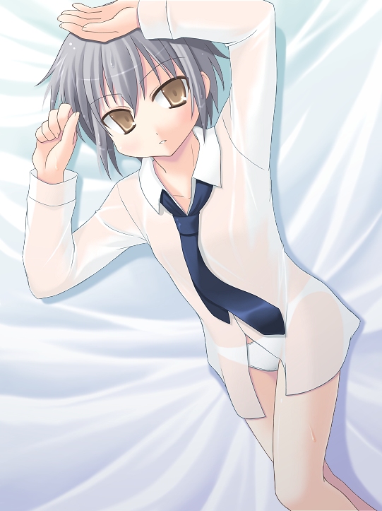 amamiya minato, nagato yuki, suzumiya haruhi no yuuutsu, 00s, panties, see-through clothes, solo, underwear