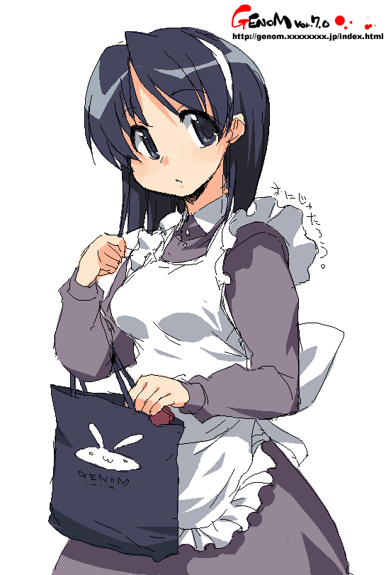 onija tarou, original, black eyes, black hair, hairband, maid, oekaki, short hair, solo