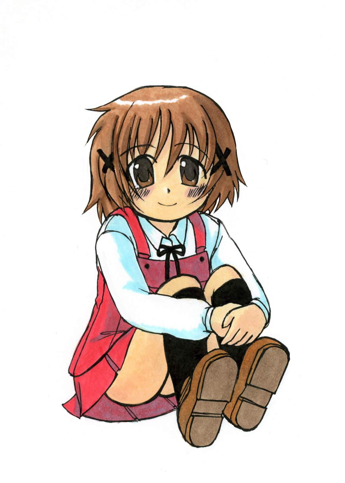 yuno (hidamari sketch), hidamari sketch, highres, 00s, 1girl, female focus, school uniform, solo, yamabuki high school uniform