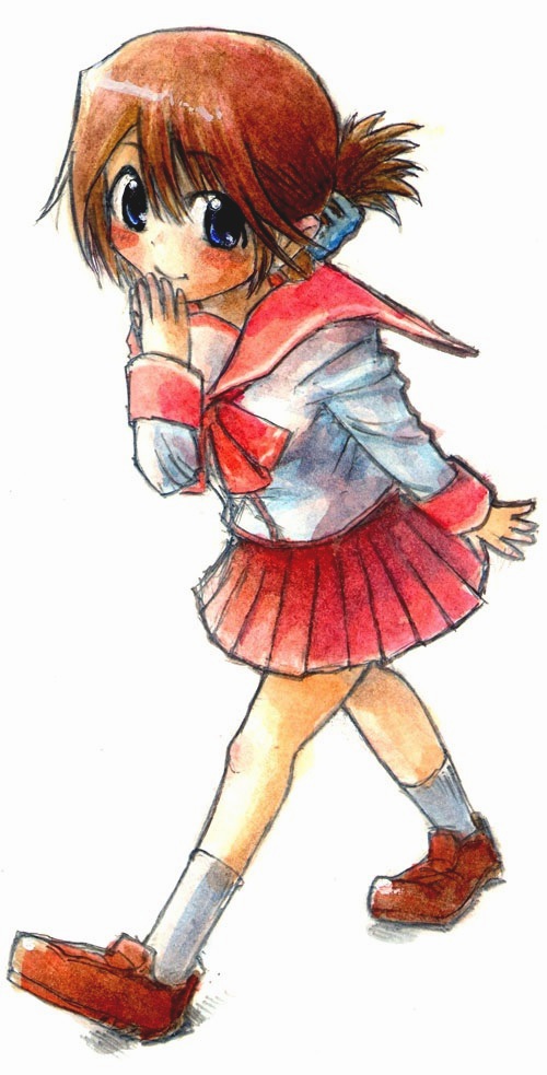 taishi (artist), taishi (picchiridou), komaki manaka, to heart (series), to heart 2, bad id, bad pixiv id, 00s, 1girl, female focus, folded ponytail, school uniform, serafuku, solo