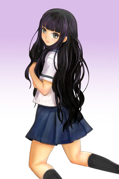 ikara, itoshiki rin, sayonara zetsubou sensei, 00s, looking back, school uniform, serafuku, solo