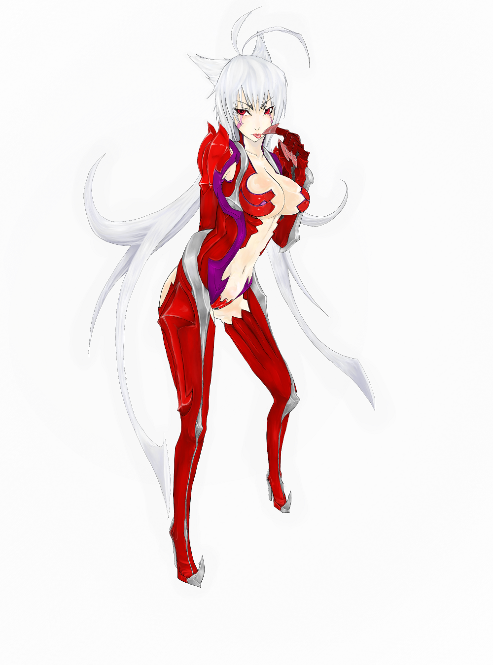 unknown (tx2195), amaha masane, witchblade, highres, 00s, 1girl, armor, bikini armor, female focus, simple background, solo