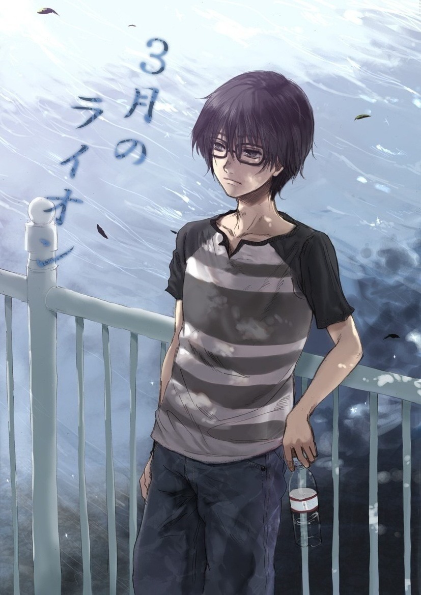 mumu, original, bad id, bad pixiv id, translated, 1boy, black hair, bottle, denim, glasses, grey eyes, jeans, male focus, pants, raglan sleeves, solo, water bottle