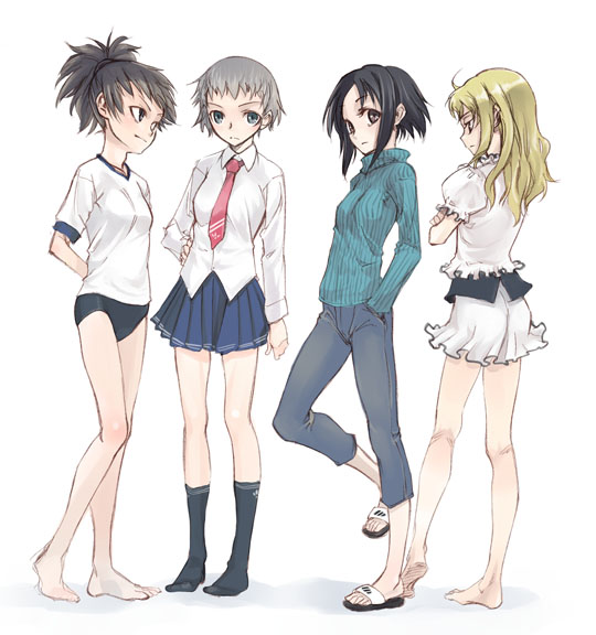satou atsuki, original, barefoot, buruma, feet, gym uniform, necktie, school uniform, soles, toes
