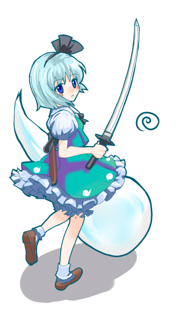nanami sano, konpaku youmu, konpaku youmu (ghost), touhou, 1girl, female focus, hitodama, katana, solo, sword, weapon