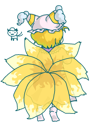 sonoreto, chen, chen (cat), yakumo ran, touhou, lowres, 1girl, animal hat, back, blonde hair, dress, female focus, fox tail, hat, hat with ears, long sleeves, mob cap, multiple tails, short hair, solo, tail, tassel, transparent, white background, wide sleeves