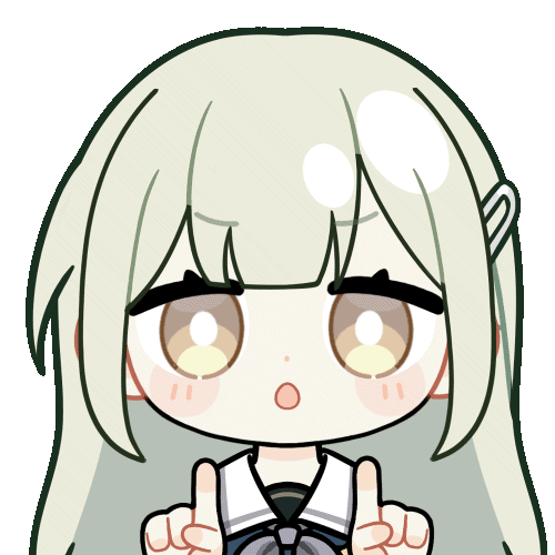 chunye haruya, wakaba mutsumi, bang dream!, bang dream! it's mygo!!!!!, animated, animated gif, lowres, 1girl, :<, blunt bangs, blush stickers, bright pupils, chibi, chibi only, dot nose, green hair, hair ornament, hairclip, index fingers raised, kenkou ni yoku nai! (bang dream!), long hair, looking at viewer, school uniform, sidelocks, simple background, solo, transparent background, tsukinomori school uniform, upper body, white pupils, x fingers, yellow eyes