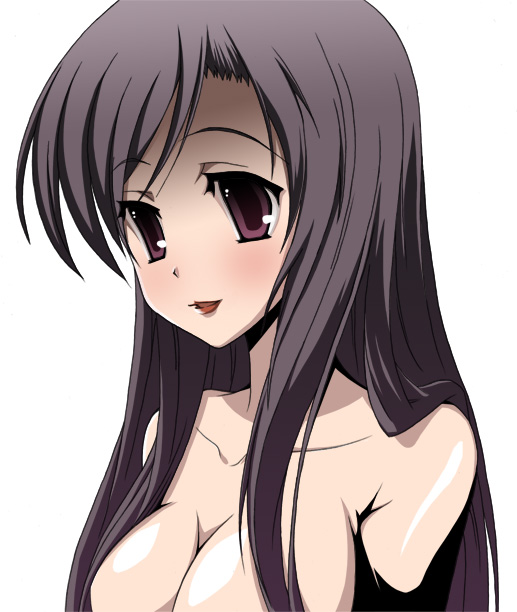 tsurugi (artist), katsura kotonoha, school days, bad id, bad pixiv id, 00s, 1girl, breasts, female focus, large breasts, simple background, solo, topless female