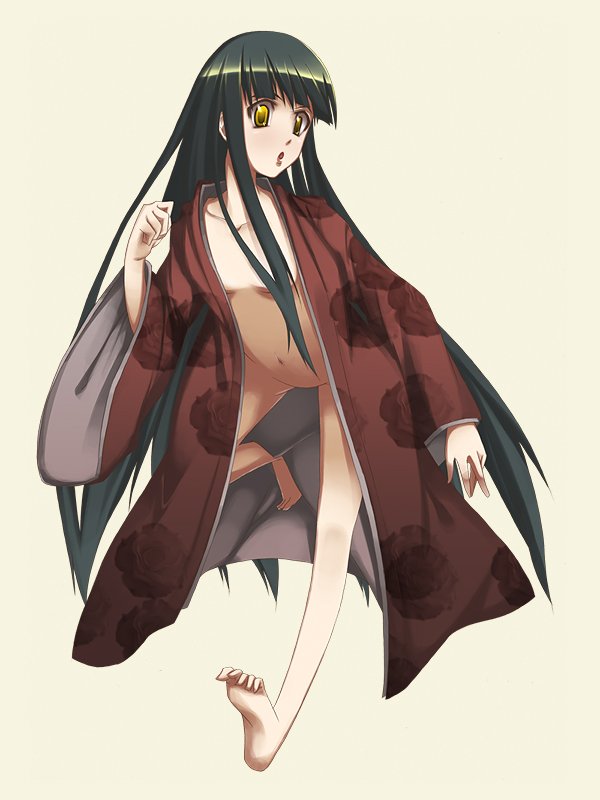 tsurugi (artist), original, bad id, bad pixiv id, barefoot, feet, japanese clothes, no panties, soles, solo, toe scrunch, toes