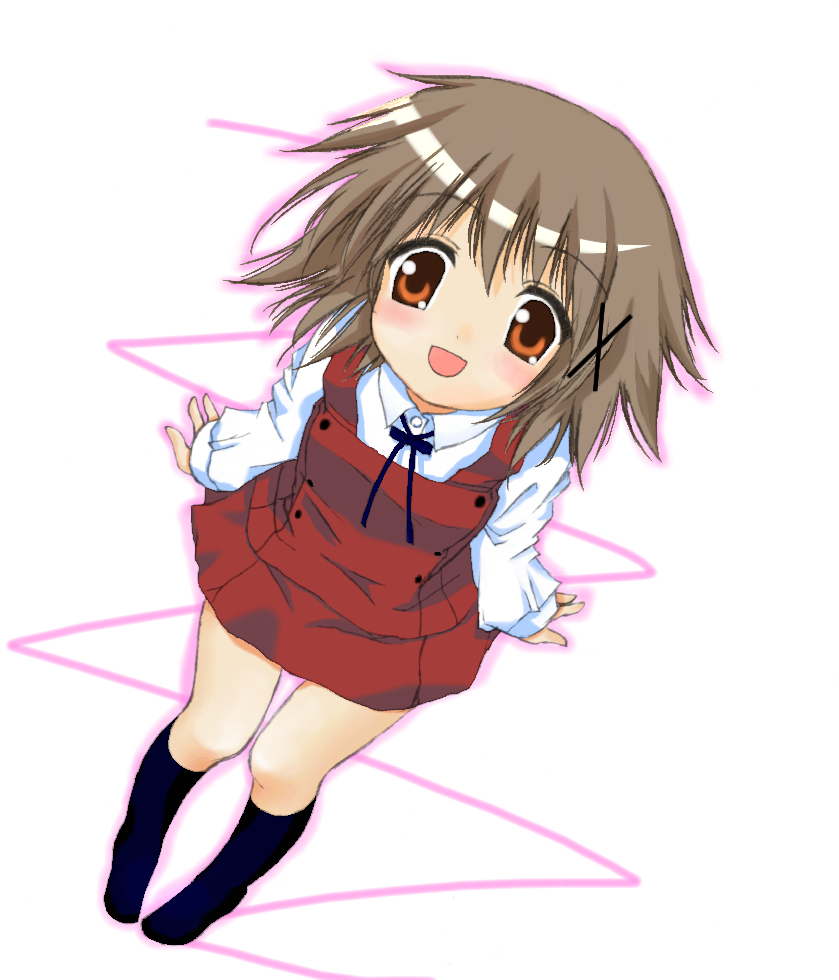 aoi (artist), yorimichi (aoixx), yuno (hidamari sketch), hidamari sketch, 00s, 1girl, female focus, kneehighs, school uniform, socks, solo, yamabuki high school uniform