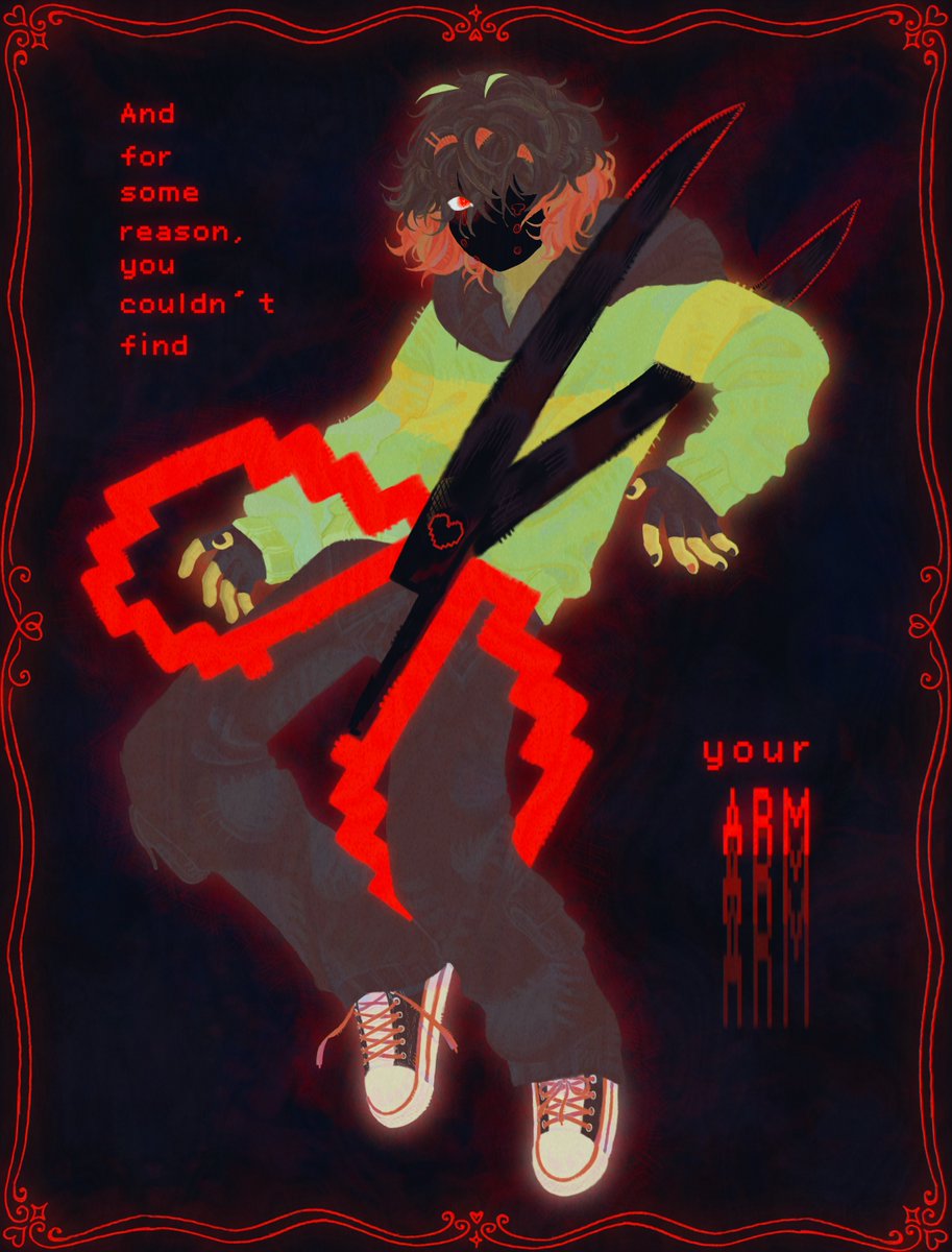 kris (deltarune), deltarune, utdr (toby fox), highres, 1other, hood, hoodie, imminent amputation, imminent injury, myr4, oversized object, scissors