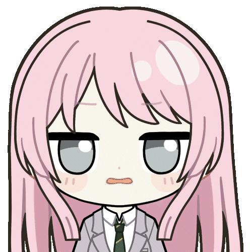 chunye haruya, chihaya anon, bang dream!, bang dream! it's mygo!!!!!, animated, animated gif, lowres, …, 1girl, blush stickers, chibi, chibi only, collared shirt, dot nose, grey eyes, haneoka school uniform, jitome, long hair, looking at viewer, necktie, open mouth, pink hair, school uniform, shirt, sidelocks, simple background, solo, transparent background, turn pale, upper body, white shirt