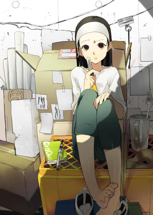 kaimuari, koga norio, narutaru, bad id, bad pixiv id, 1boy, bad anatomy, bad feet, barefoot, earrings, feet, hairband, indoors, jewelry, male focus, poorly drawn, solo, toe scrunch, toes, trap