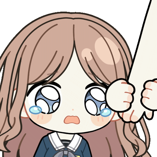 chunye haruya, nagasaki soyo, bang dream!, bang dream! it's mygo!!!!!, animated, animated gif, lowres, 1other, blue eyes, blue shirt, blush stickers, brown hair, chibi, chibi only, collared shirt, dot nose, grabbing another's arm, long hair, open mouth, out of frame, pleading eyes, school uniform, shirt, sidelocks, simple background, solo focus, tears, transparent background, tsukinomori school uniform, upper body, wavy mouth