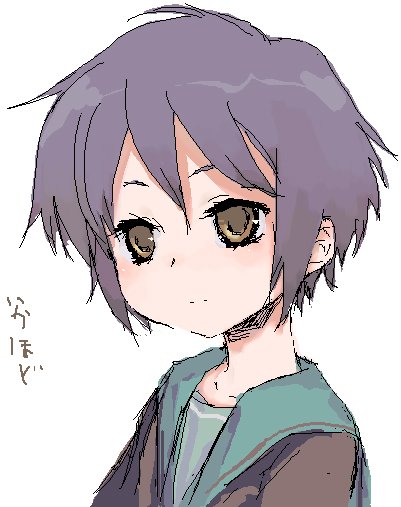 ume (datsuryokugen), nagato yuki, suzumiya haruhi no yuuutsu, bad id, bad pixiv id, 00s, 1girl, female focus, oekaki, school uniform, serafuku, solo