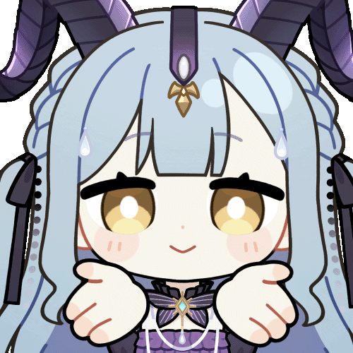 chunye haruya, togawa sakiko, arknights, bang dream!, bang dream! it's mygo!!!!!, animated, animated gif, lowres, 1girl, black horns, black ribbon, blue hair, blunt bangs, blush stickers, bright pupils, chibi, chibi only, closed mouth, curled horns, detached collar, dot nose, hair ribbon, hands up, horns, long hair, looking at viewer, official alternate costume, open hand, rayman limbs, ribbon, sidelocks, simple background, smile, solo, togawa sakiko (master of melodia), transparent background, upper body, white pupils, yellow eyes