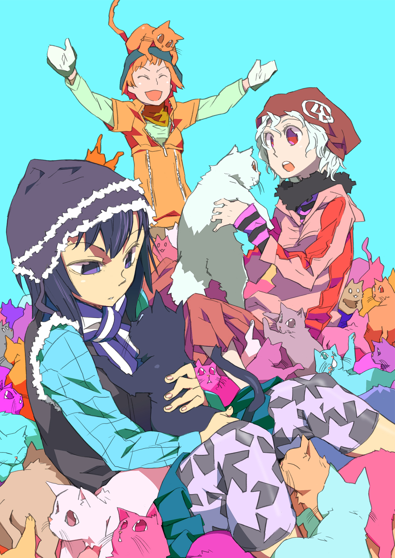 katou haruaki, original, highres, cat, gloves, hat, jacket