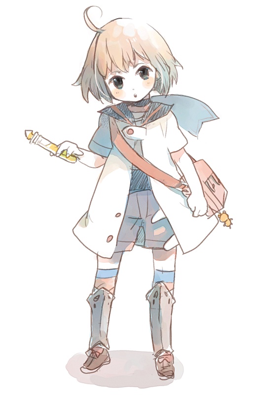 sakana45, medic (sekaiju), medic 2 (sekaiju), atlus, etrian odyssey, bad id, bad pixiv id, ahoge, bag, solo