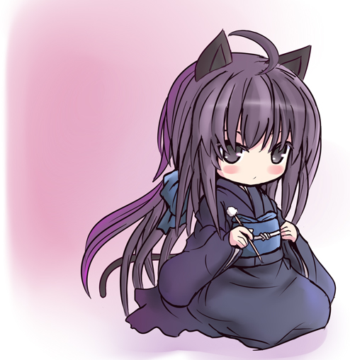 shio poteto, animal ears, cat ears, japanese clothes, kneeling, seiza, sitting, solo