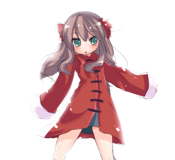 kumuiutabito, arima miyako, melty blood, tsukihime, type-moon, 00s, blush, coat, green eyes, legs, long hair, solo