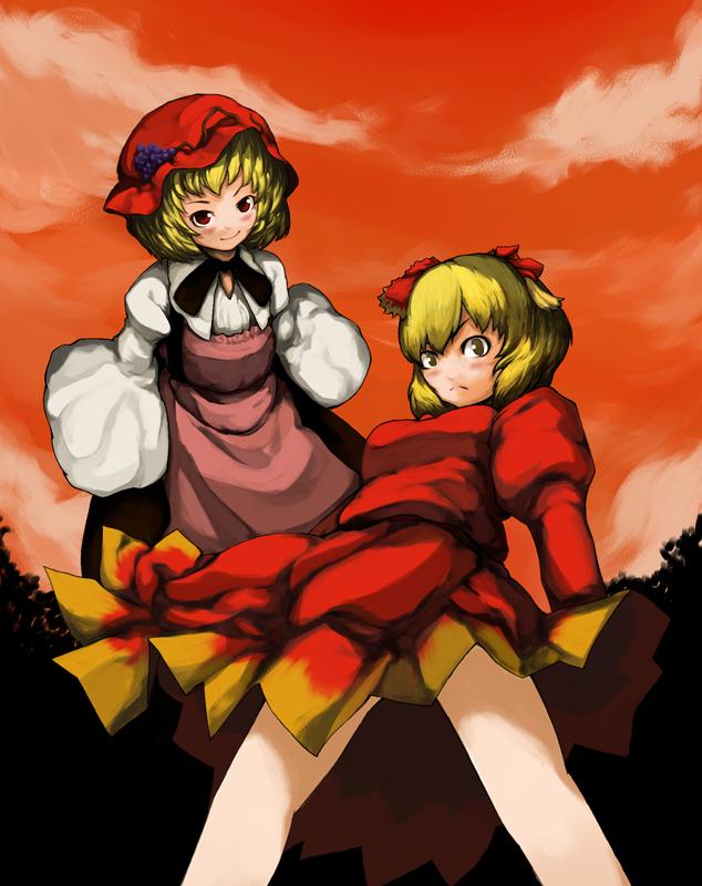 laboto, aki minoriko, aki shizuha, touhou, 2girls, female focus, multiple girls, siblings, sisters